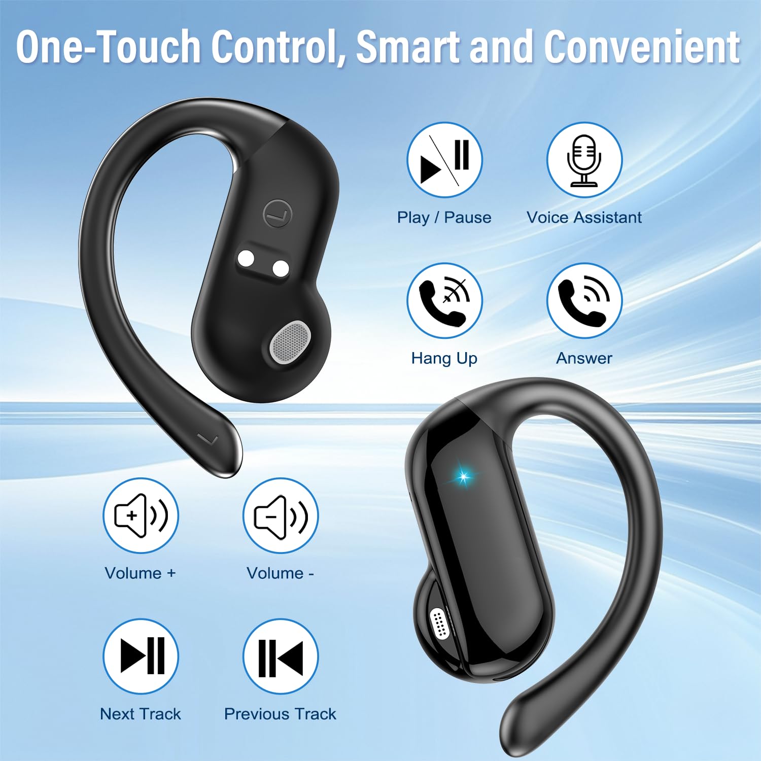 Open Ear Air Conduction Headphones - 2026 Open-Ear Earbuds Bluetooth 5.4 Wireless