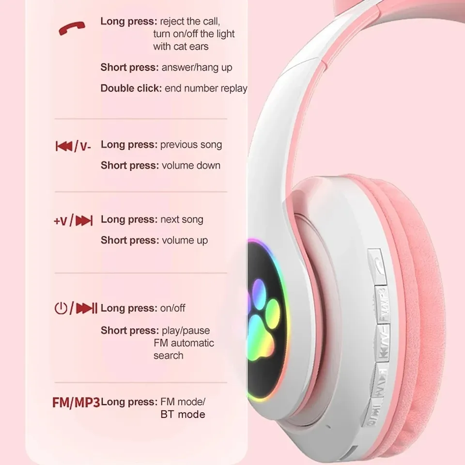 Newest STN-28 Wireless Headset - огляд і ціна Cat Ear Bluetooth Headset Led