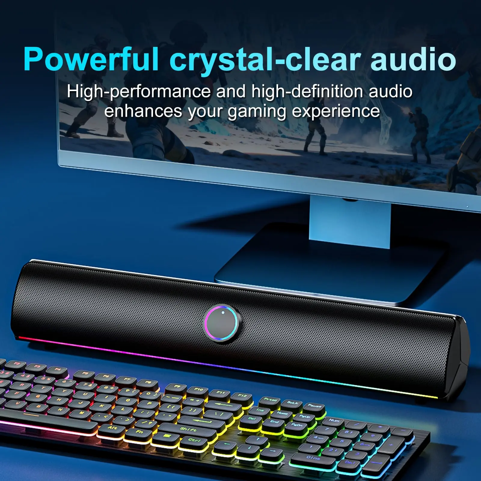 Gaming Soundbar, USB One-Cable - огляд і ціна Rgb Computer Soundbar For Pc