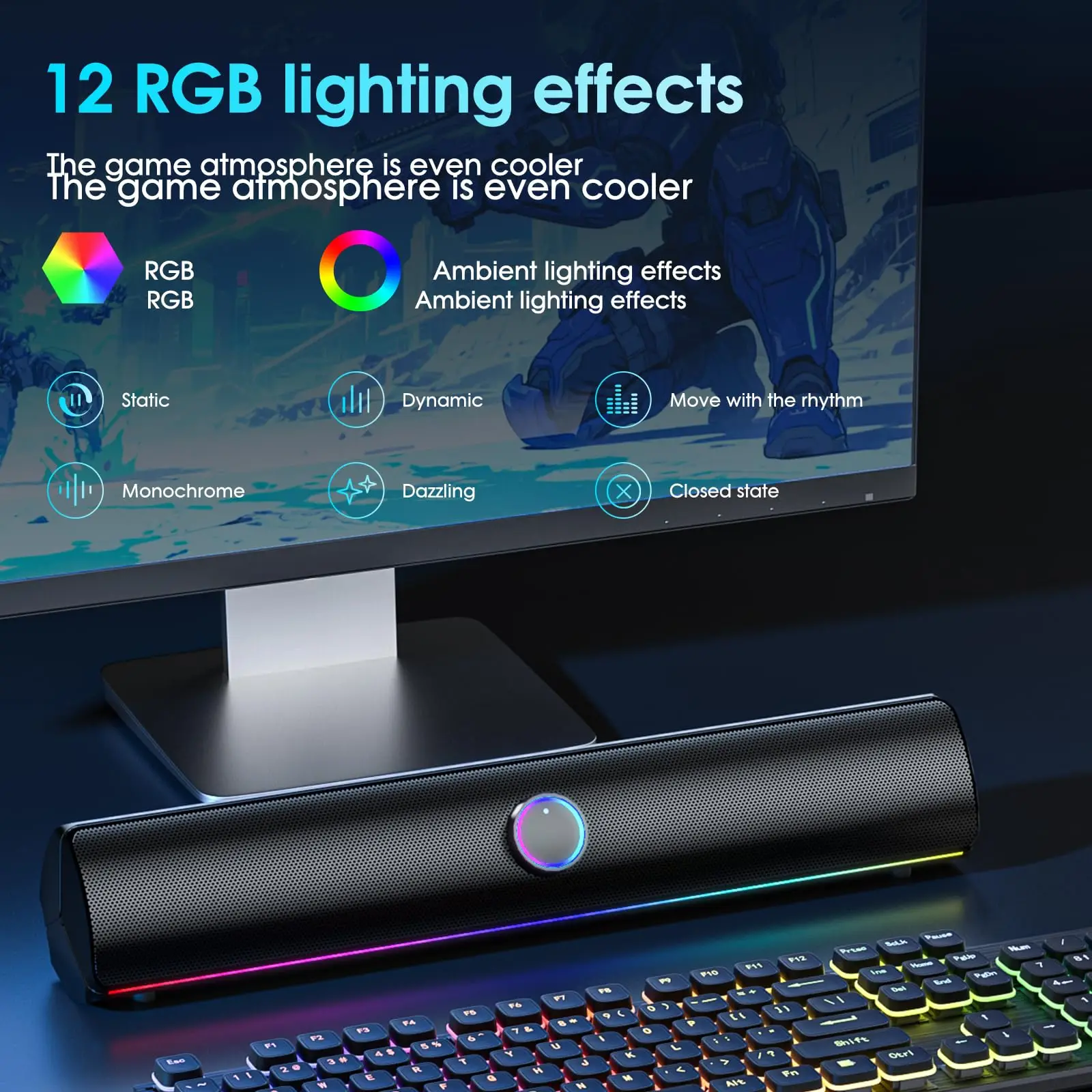 Gaming Soundbar, USB One-Cable - огляд і ціна Rgb Computer Soundbar For Pc