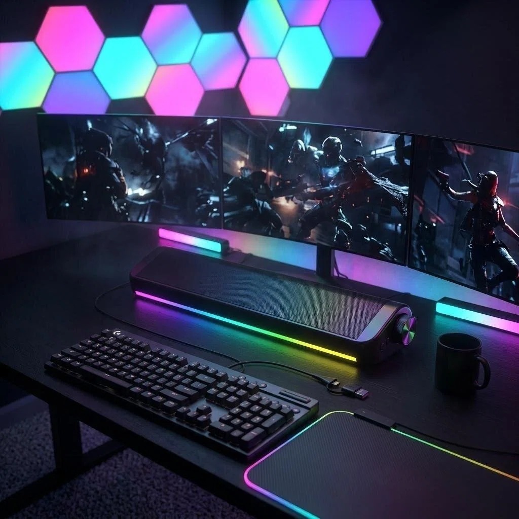 Wired Bluetooth Computer Speak - огляд і ціна Rgb Computer Soundbar For Pc