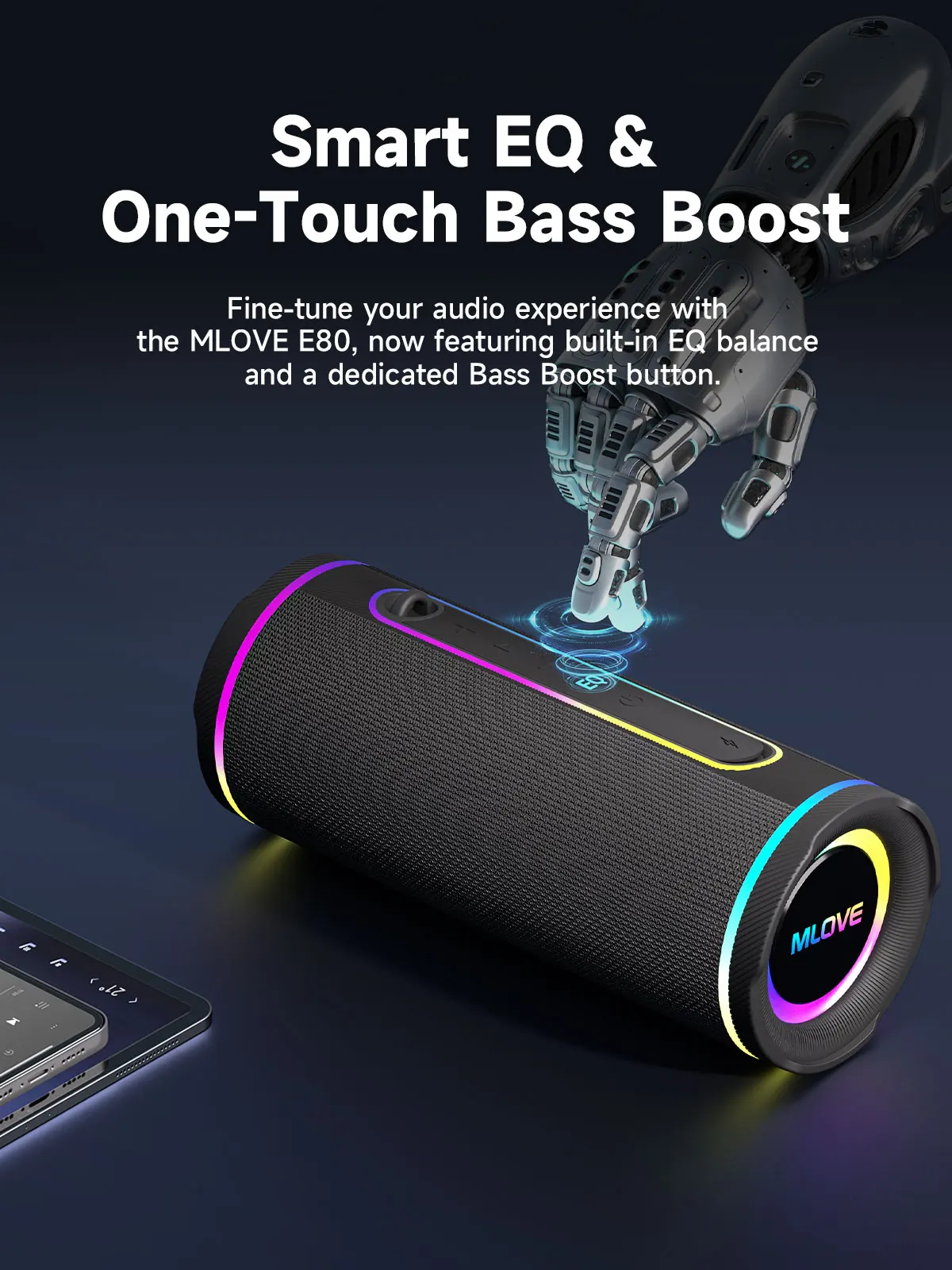 MLOVE E80 Portable Bluetooth S - огляд і ціна Portable Bluetooth Speaker Waterproof Ipx7