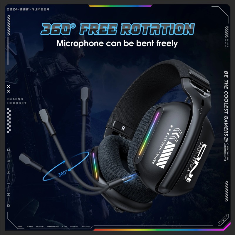 ONIKUMA GT808 Wireless Gaming  - огляд і ціна Gaming Headset With Mic Rgb