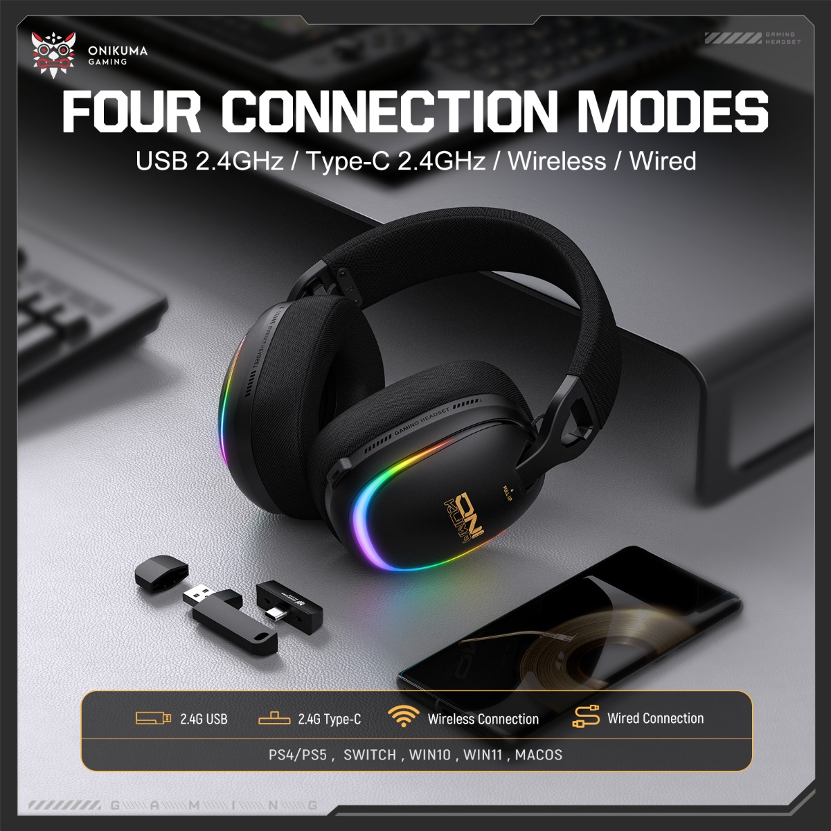 ONIKUMA GT805 Gaming Headset W - огляд і ціна Gaming Headset With Mic Rgb