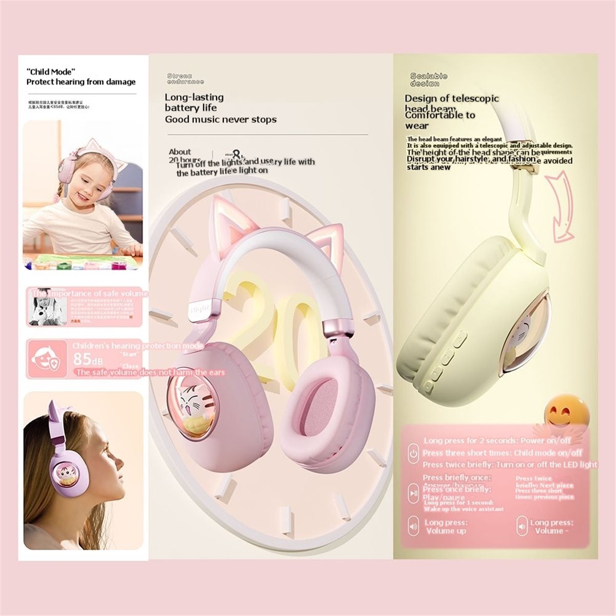 [VALUE PACK]Cute Cat Ear Bluet - огляд і ціна Cat Ear Bluetooth Headset Led