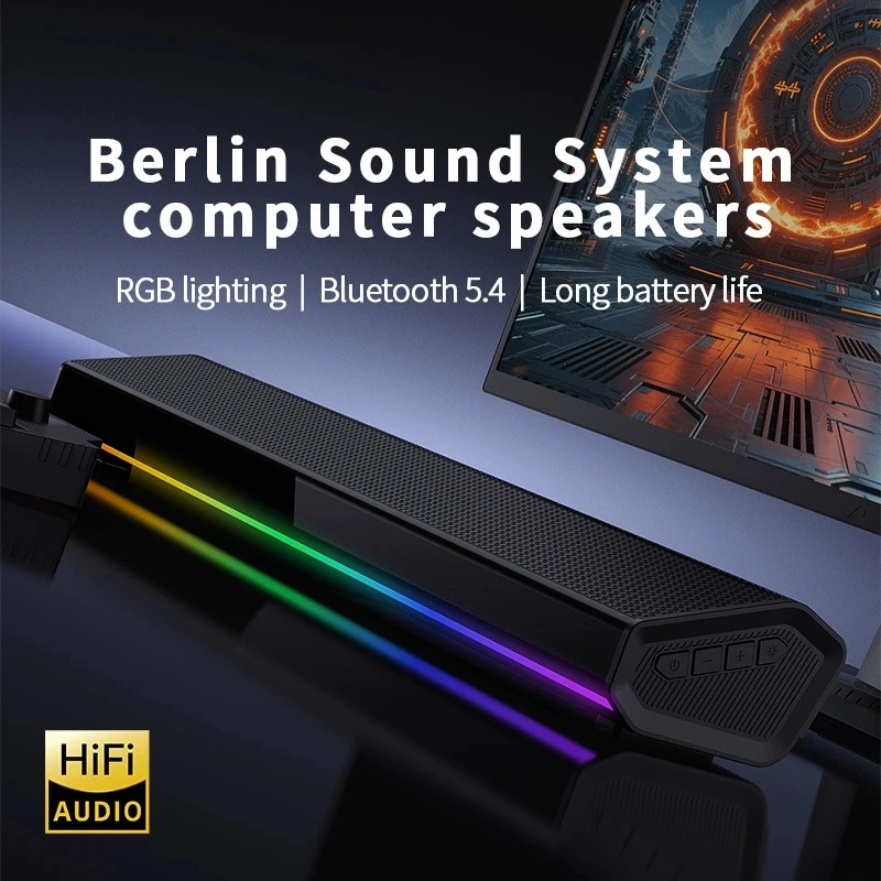 Bluetooth 5.4 Speaker RGB Ligh - огляд і ціна Rgb Computer Soundbar For Pc