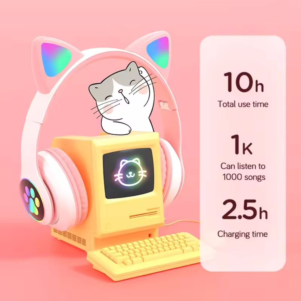Cute Cat Ear Bluetooth Compati - огляд і ціна Cat Ear Bluetooth Headset Led