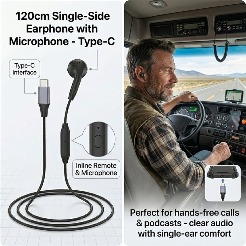 DT75BG Type C Single Earbud wi - огляд і ціна Type C Wired Earphones With Mic